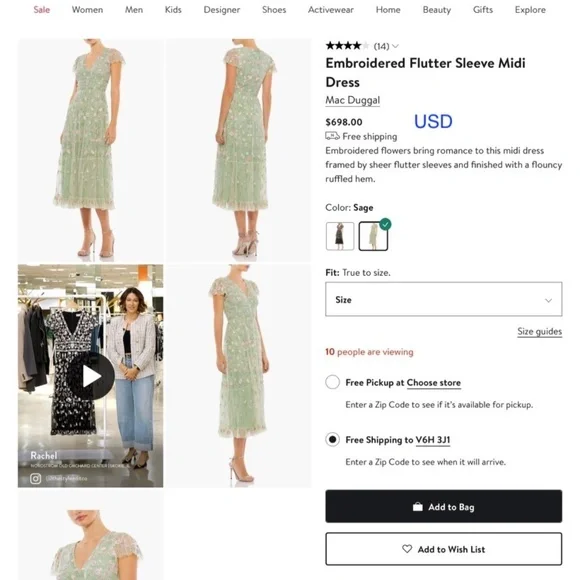 Mac Duggal Green Embroidered Midi Dress - Picture 4 of 12